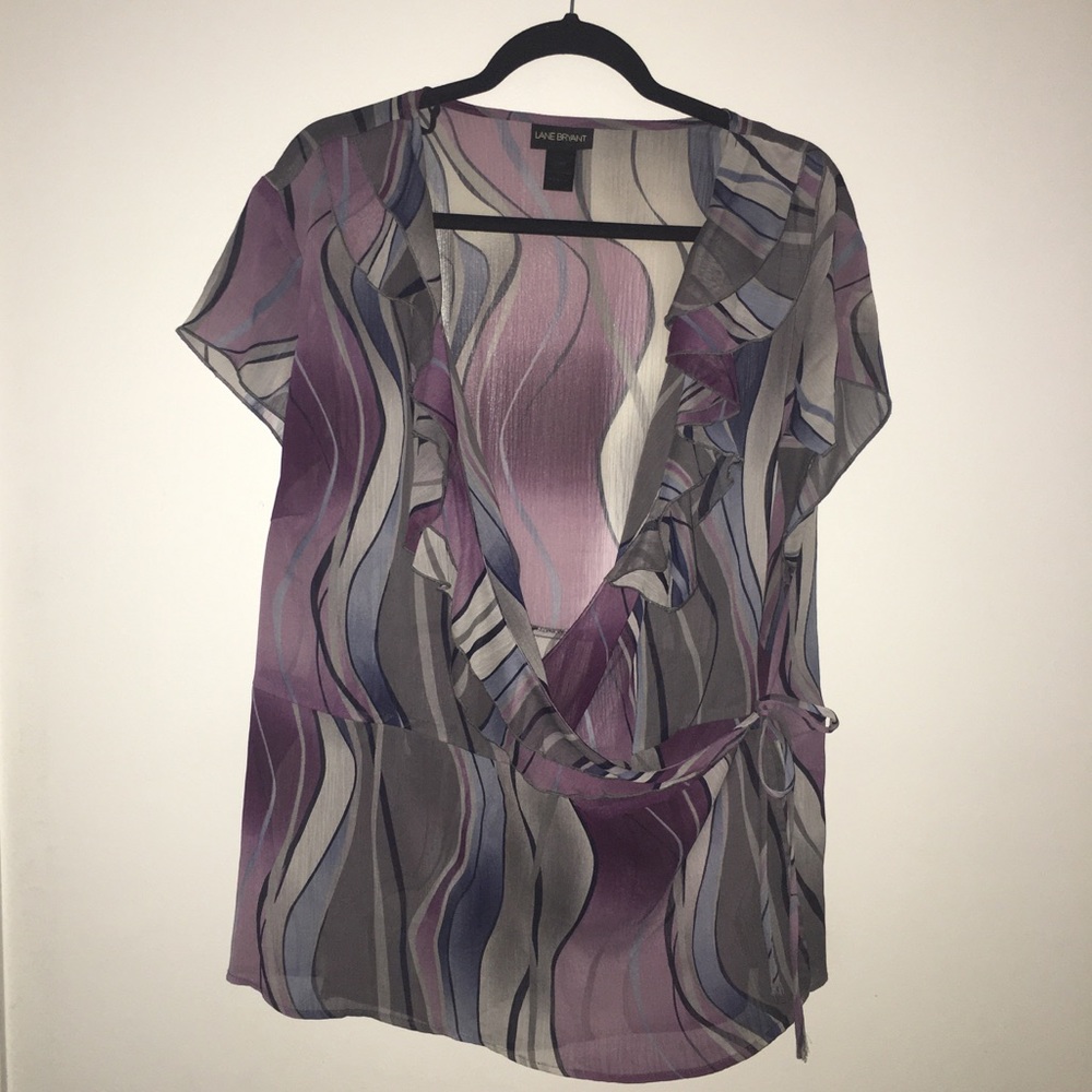 Lane Bryant Plus Size 22 Wrap Short Sleeve Blouse